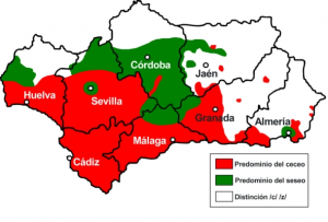Carte seseo et ceceo en Andalousie 